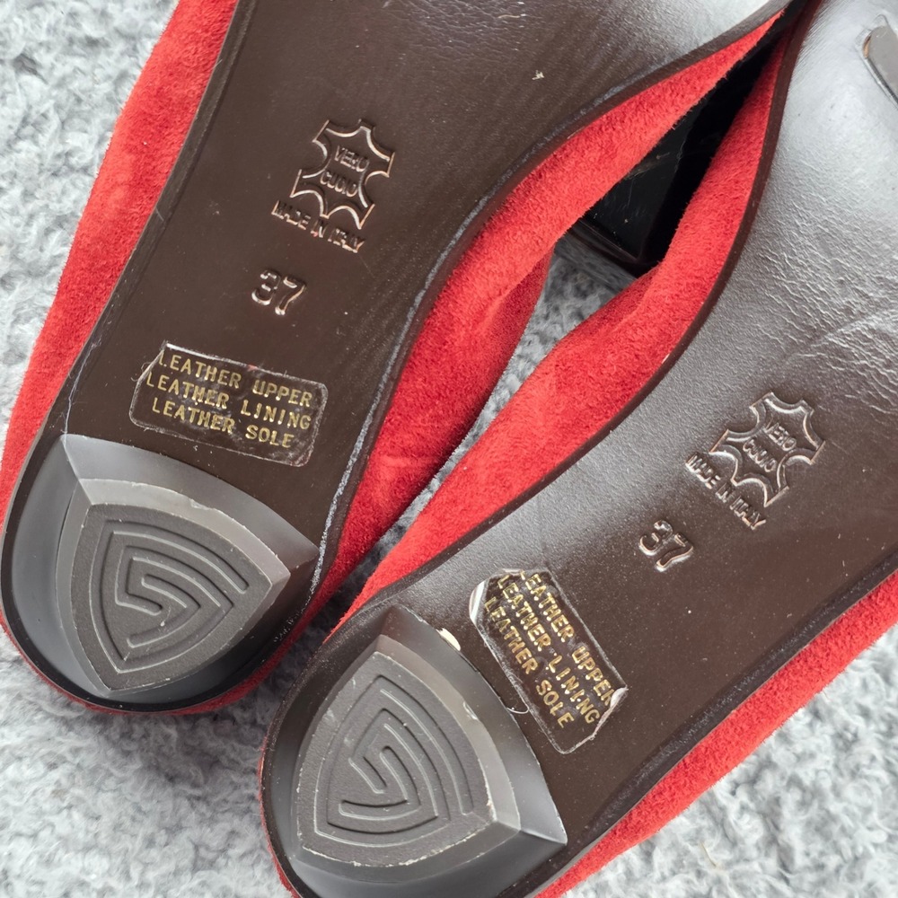 AGL Attilio Giusti Leombruni Ballet Flats Women 37 Red Suede Buckle Italy - Picture 5 of 11